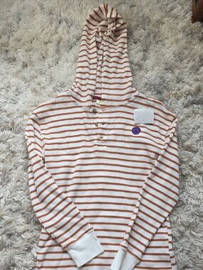 Epic Threads Cream and Rust-Striped Waffle Henley